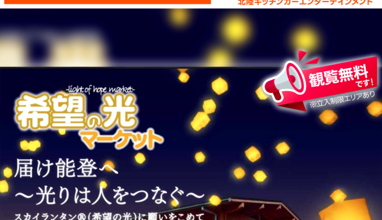 2025年2月15日(土) 小松市 木場潟公園東園地さとしるべ 希望の光マーケット（主催：アオイマルシェ実行委員会・北陸キッチンカーエンターテイメント）が開催されます🎊🎉